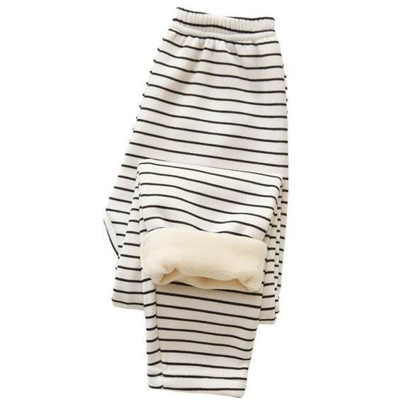 Otqutp 1-11 Years Children's Thermal Pants Autumn Winter Warm Boys and Girls Baby Thick Long Cotton Pants In Children's Striped Bottoms Pajama Pants(White,5-6 Years)