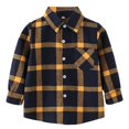 thumbnail image 1 of Otqutp 1-11Years Toddler Boy Plaid Shirts Jacket Long Sleeve Lapel Button Down Clothes Regular Fit Casual Pocket Outwear for Spring Fall(Dark Blue-1,2-3Years), 1 of 3