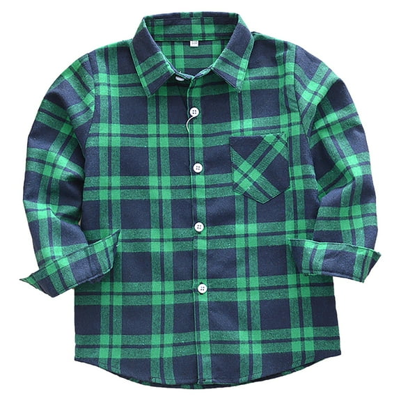 Otqutp 1-11Years Toddler Boy Plaid Shirts Jacket Long Sleeve Lapel Button Down Clothes Regular Fit Casual Pocket Outwear for Spring Fall(Hot Pink-1,4-5 Years)