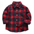 thumbnail image 1 of Otqutp 1-11Years Toddler Boy Plaid Shirts Jacket Long Sleeve Lapel Button Down Clothes Regular Fit Casual Pocket Outwear for Spring Fall(Light Blue-1,4-5 Years), 1 of 3