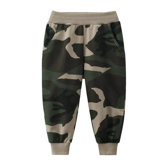 Otqutp 1-14 Years Toddler Cute Overalls Pants High Waisted Plaid Pajama Bottoms Warm with Pockets Holiday Funny for Children Boys Girls(Camouflage-3,3-4 Years)