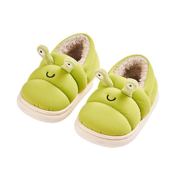 Otqutp 1-6 Years Girls Boys Household Shoes Kids Winter Slippers Outdoor Warm Comfortable Non Slip Mid Calf Padded Small Big Kids Winter Shoes(Green,18-24 Months)