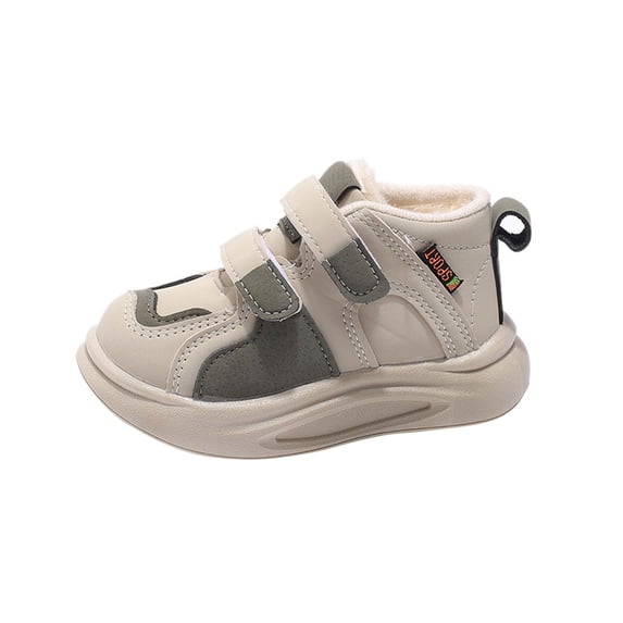 Otqutp 1-6 Years Toddler Warm Casual Sneakers Round Toe Fashion Big Kids Winter Water Proof Flat Keep Warm Snow Boots Comfortable Shoes(Beige,3-3.5 Years)
