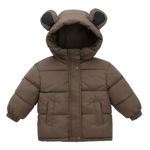 Otqutp 1-7 Years Children's Down Jacket Short Winter Long Sleeve Padded Jacket for Boys and Girls Children's Coat Baby Padded Jacket(Coffee,4-5 Years)