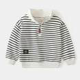 thumbnail image 1 of Otqutp 1-7 Years Kids Christmas Tops Children Boys' Fall Striped Standing Collar Zipper Long Sleeve Pullover Sweatshirt Fall Winter(1-White,6-7 Years), 1 of 1