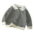 thumbnail image 1 of Otqutp 1-7 Years Kids Christmas Tops Children Boys' Fall Striped Standing Collar Zipper Long Sleeve Pullover Sweatshirt Fall Winter(2-Black,4-5 Years), 1 of 4