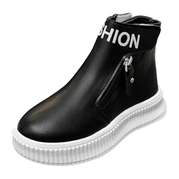 Otqutp 1-7 Years Kids Girls and Boys Children's Casual Shoes Mesh Soft Sole Breathable Sports Short Boots High Top Shoes for Cold Weather Outdoor(Black,3.5-4 Years)