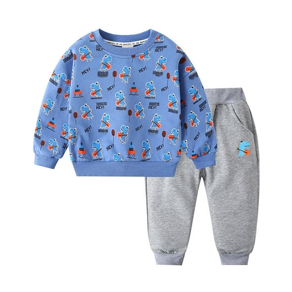 Otqutp 1-7 Years Toddler Boys Clothes Sets Little Boy Clothing Long Sleeve Pullover Jogger Pants Children Kids 2 Pieces Outfits(Blue,4-5 Years)
