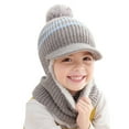 thumbnail image 1 of Otqutp 1-8Years Toddler Baby Winter Hat Knitted Thick Warm Thermal Windproof Ski Cycling Earflap Hood Caps Kids Scarf Hat Children Hat(D,One Size), 1 of 3