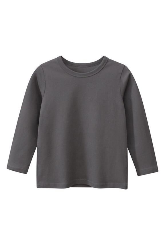 1-9 Years Toddler Baby Boy Girl Basic Solid Plain Organic Cotton T Shirts Long Sleeve Tops Long Sleeve Tee Shirt Girls Clothes(I,2-3 Years)