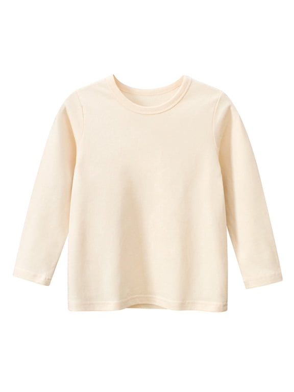 1-9 Years Toddler Baby Boy Girl Basic Solid Plain Organic Cotton T Shirts Long Sleeve Tops Long Sleeve Tee Shirt Girls Clothes(J,4-6 Years)