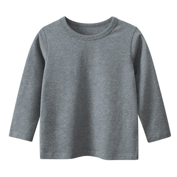 Otqutp 1-9 Years Toddler Baby Boy Girl Basic Solid Plain Organic Cotton T Shirts Long Sleeve Tops Long Sleeve Tee Shirt Girls Clothes(K,6-8 Years)