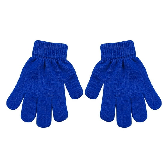 Otqutp 1 Pairs Winter Gloves for Kids Stretchy Warm Boys Girls Children Kids Stretchy Warm Knitted Gloves Assorted Solid Magic Gloves for Toddler(Blue,One Size)