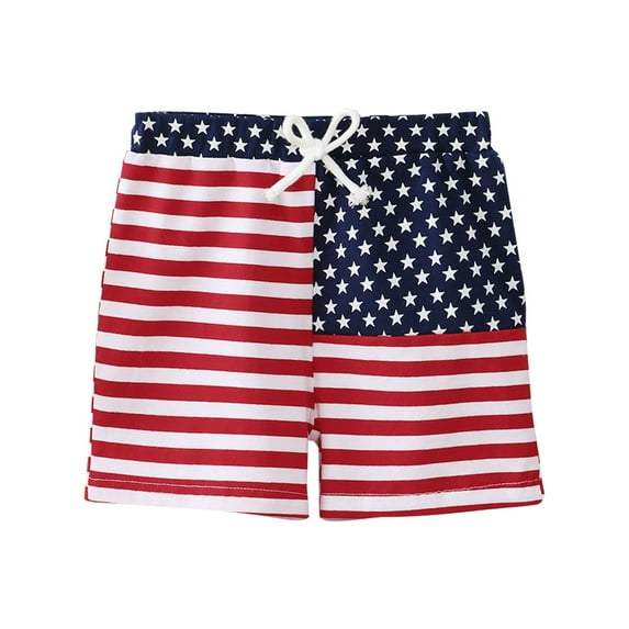 Otqutp 1 to 6 Years Child Running Short Pants Toddler Kids Printed Striped Shorts Independence Day Pants Boy's Shorts for 4th of July