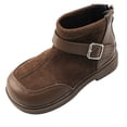 thumbnail image 1 of Otqutp 2-10Years Fashion Solid Color Buckle Strap Short Boots Non Slip Breathable Boots Cute Durable Outdoor Princess Ankle Boots Girls Shoes (Brown,7-8 Years), 1 of 1