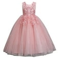 thumbnail image 1 of Otqutp 2-12 Years Flowers Little Girls Tulle Lace Wedding Party Dress for Kids Formal Birthday Princess Pageant Prom Maxi Gown(Pink,11-12 Years), 1 of 7