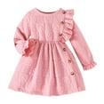 thumbnail image 1 of Otqutp 2-7 Years Children Sundress Toddler Kids Baby Girls Casual Long Sleeve Round Neck Dress Party Dress Girls' Casual Dresses (Pink,4-5 Years), 1 of 7