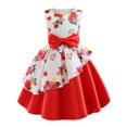 thumbnail image 1 of Otqutp 2-8 Years Formal Flower Girls Dress Child Girls Sleeveless Pageant Dress Birthday Party Kids Floral Prints Bowknot Gown Plus Size(Red,3-4 Years), 1 of 3