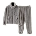 thumbnail image 1 of Otqutp 2 Piece Toddler Boys Girls' Winter Long Sleeve Zipper Pajama Set 3-16 Years Warm Matching Sleepwear Set Tops+Pants Outfits(Grey-2,10-11 Years), 1 of 4
