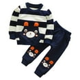 thumbnail image 1 of Otqutp 2 to 5Years Autumn Winter Kids Baby Girl Boy Clothes Set Long Sleeve Striped Bear Tops+Pants Tracksuit Outfits Clothing(Navy,6-7 Years), 1 of 8