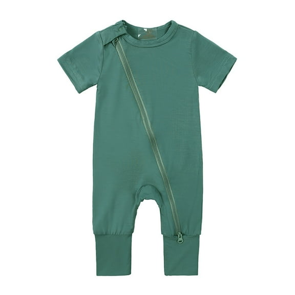 Otqutp 2024 Fashion Baby Boys Girls Cotton Rompers Footless Pajamas Zipper Short Sleeve Sleeper Jumpsuit for 0 to 24 Months