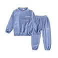 thumbnail image 1 of Otqutp 2024 Pajamas Autumn and Winter Solid Color Children's Flannel Sleepwear Set Home Clothes for Boys and Girls Medium and Small Children Thick and Warm Children's Sleepwear(Blue,8-9 Years), 1 of 3