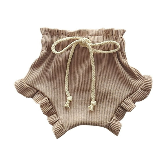 Otqutp 2024 Summer Fashion Solid Color Knitted Wood Ear Lace Girls Drawstring Shorts