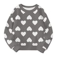 thumbnail image 1 of Otqutp 2025 Valentine's Day Pullover Sweatshirt for Kids Girls Cute Heart Printed Crewneck Kids Sweaters Children Casual Fashion Outfits(Grey-1,3-4 Years), 1 of 1