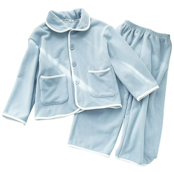Otqutp 3-10 Years Boys and Girls Small Children Fall and Winter Grain Velvet Fashion Warm Cardigan Pajamas Pajama Pants Two Piece Set Long Sleeve Clothing(Light Blue,9-10 Years)