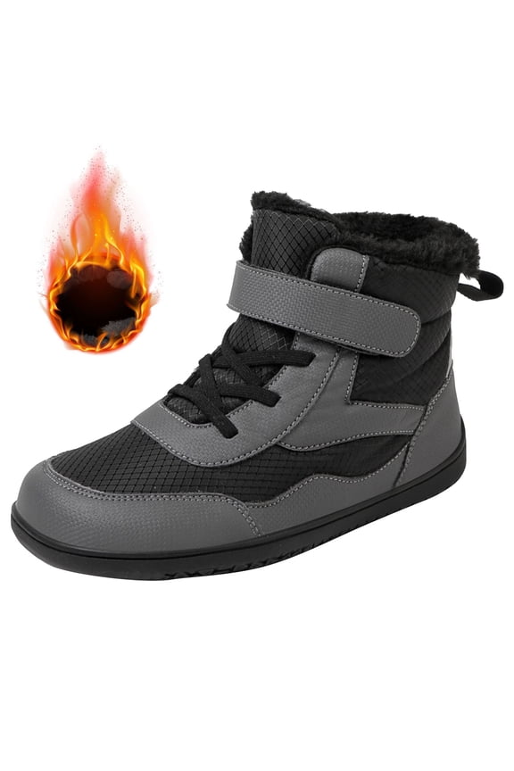 3-11 Years Boys Girls Barefoot Winter Boots with Wide Toe Box Slip Drop Sole Ankle Winter Snow Boots for Toddler//Big Kids(Grey,3-3.5 Years)