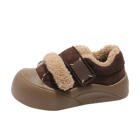 Otqutp 3-11 Years Boys Girls Winter Water Proof Flat Keep Warm Snow Boots Comfortable Shoes Non Slip Warm Snow Ankle Boots Hiking Shoes(Brown,6-7 Years)