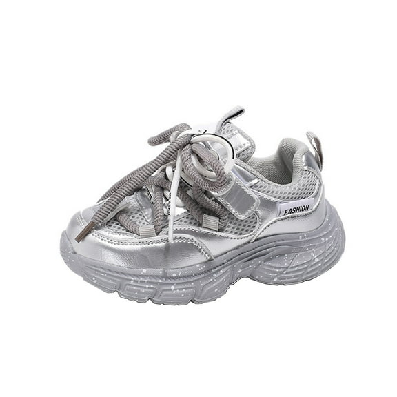 Otqutp 3-11Years Toddler Girls Outdoor Sneakers Fashion Big Kids Winter Water Proof Flat Keep Warm Sport Shoes Breathable Comfortable Shoes(Silver,5-5.5 Years)