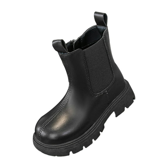 Otqutp 3-12 Years Kids Girls and Boys Casual Shoes Mesh Soft Sole Breathable Sports Short Boots with Side Zipper Snow Boots Anti-Slip Outdoor Shoes for Little Kid/Big Kids(Black,9.5-10 Years)