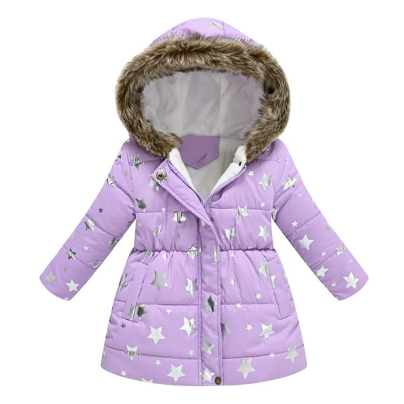Otqutp 3-14 Years Children Kids Girls European Style Fashion Waist Multi Color Warm Coat with Hoodies Collar Long Sleeve Thickened Cotton Padded Coat(I,3-4 Years)