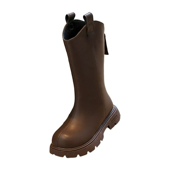 Otqutp 4-12 Years Girls and Boys Children's Casual Shoes Mesh Soft Sole Breathable Sports High Boots with Back Zipper Snow Boots Anti-Slip Outdoor Shoes for Little Kid/Big Kids(Brown,8-9 Years)