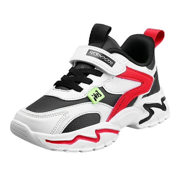 Otqutp 4-13 Years Boys Spring Summer Autumn and Winter Leather Adjustable Shoelaces Medium and Large Children's Casual Sports Shoes Fashion Sneakers(Red,4.5-5 Years)