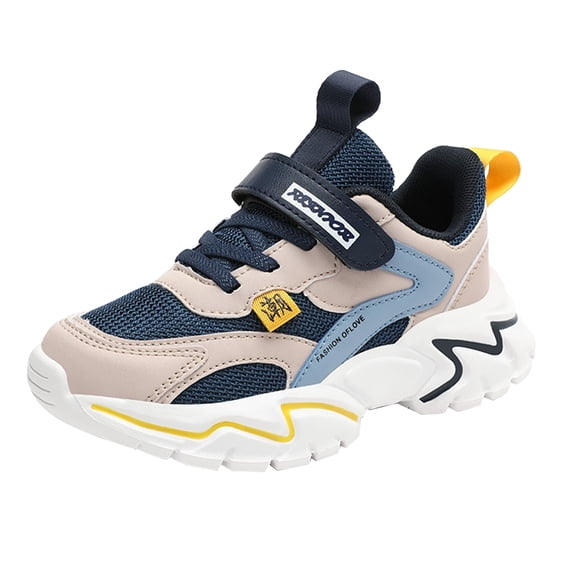 Otqutp 4-13 Years Boys Spring Summer Sneakers Autumn and Winter Mesh Breathable Adjustable Shoelaces Medium and Large Children's Casual Sports Shoes(Dark Blue,11-11.5 Years)