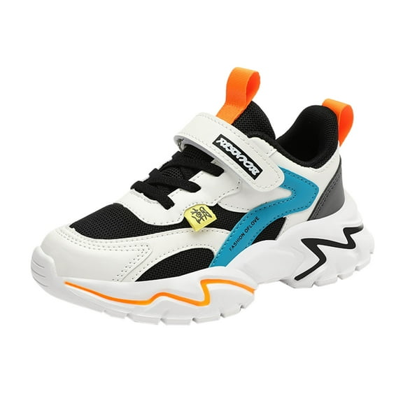 Otqutp 4-13 Years Boys Spring Summer Sneakers Autumn and Winter Mesh Breathable Adjustable Shoelaces Medium and Large Children's Casual Sports Shoes(Orange,8-9 Years)