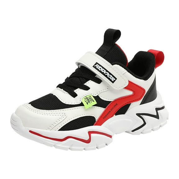 Otqutp 4-13 Years Boys Spring Summer Sneakers Autumn and Winter Mesh Breathable Adjustable Shoelaces Medium and Large Children's Casual Sports Shoes(Red,5-5.5 Years)