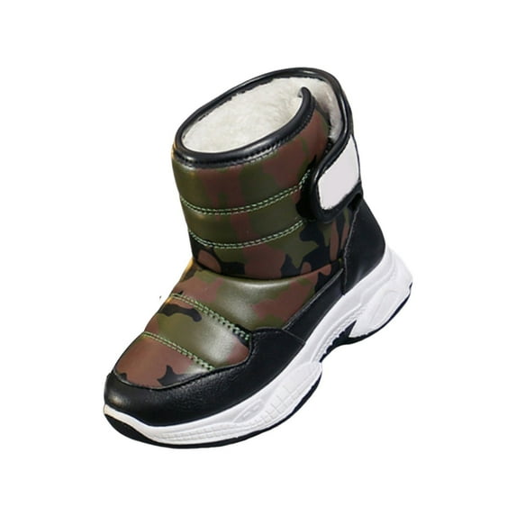 Otqutp 4-13 Years Girls and Boys Warm Boots Children's Casual Shoes Soft Sole Breathable Sports Short Boots Winter Snow Boots Anti-Slip Outdoor Shoes for School(Green,9.5-10 Years)