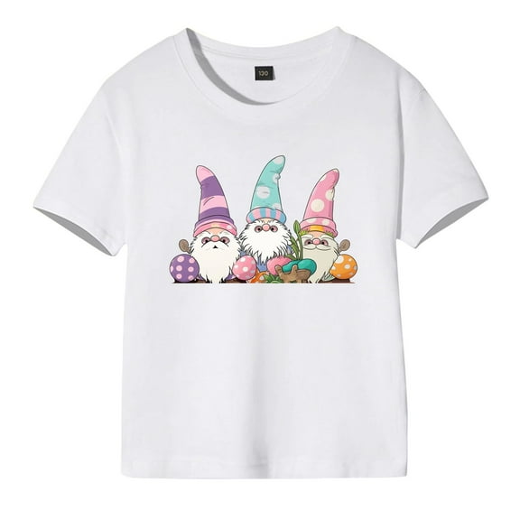 Otqutp 4-13 Years Kids Girls Puff Short Sleeve Shirts Summer Ribbed Knit Crewneck T Shirt Tops Tee Lightweight Soft Tunic Tops Birthday T-Shirts(WH4-B,6-8 Years)