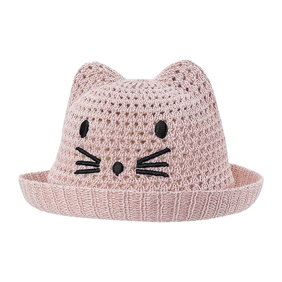 Otqutp 4 to 12Years Bucket Hat for Toddler Cat Sunshade Children's Hat Breathable Foldable Woven Hat Boy And Girl Baby Hat