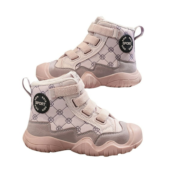 Otqutp 5-12 Years Children's Fashion Winter Shoes Outdoor Winter Warm Lined Non Slip Lightweight Winter Boots Running Shoes Boys Girls Hiking Boots(Hot Pink,10.5-11 Years)