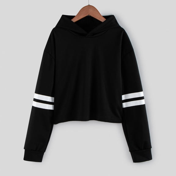 Otqutp 5-14 Years Little Children Casual Blouse Kids Teen Girls Crop Tops Tie-Dye Hoodies Long Sleeve Pullover Sweatshirts Hooded Tops(d-Black,5-6 Years)