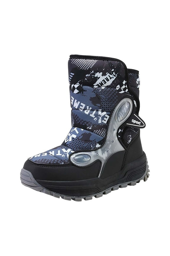 6-12 Years Girls Boys Snow Boots Outdoor Warm Comfortable Non Slip Mid Calf Padded Small Big Kids Winter Shoes Cold Weather Hiking Winter Boots(Black,10.5-11 Years)