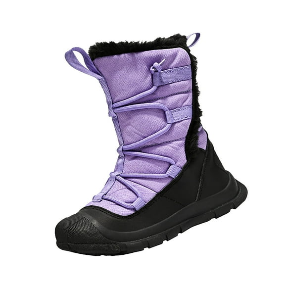 Otqutp 6-13Years Kids Girls Shoes Fashion Solid Color Short Boots Non Slip Breathable Boots Fashion Girls Outdoor Sport Warm Windproof Snow Boots (Purple,10.5-11 Years)