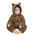 thumbnail image 1 of Otqutp 6M-4 Years Baby Boys Girls Long Sleeve Jumpsuit Romper for Babys Clothes Solid Colours Outfit Fall Winter Warm Clothes(Khaki,3-4 Years), 1 of 4