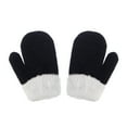 thumbnail image 1 of Otqutp 6Months-6 Years Toddler Kids Baby Knitted Mittens Cold Weather Autumn Gloves Snow Gloves Winter Warm Mittens for Girls Boys(Black,One Size), 1 of 3