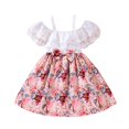 thumbnail image 1 of Otqutp A&nbsp;Line Sundress for Toddler Girl's Floral Short Sleeve Dresses Kids Ruffle Lace Camisole Sundress For Casual Dress 2 To 6Years, 1 of 8