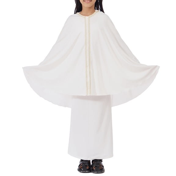 Otqutp Abayas Dress for Girls Muslim Long Sleeve Batwing Hooded Tops Pants 2 pcs 𝗗ubai 𝗜slamic Muslim Matching Clothing Sets